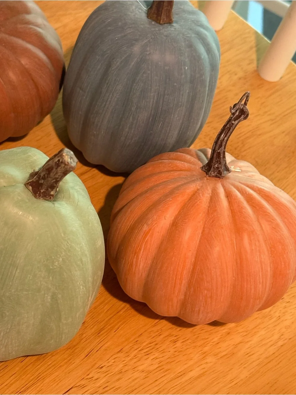 Set of 5 Faux Pumpkins Fall Harvest Decor Muted Neutral Autumn Colors